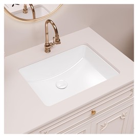 SmartSylva Rectangular Undermount Bathroom Sink,18 x 14 Inch Porcelain Ceramic Lavatory Vanity Undermount Sink, Glossy White
