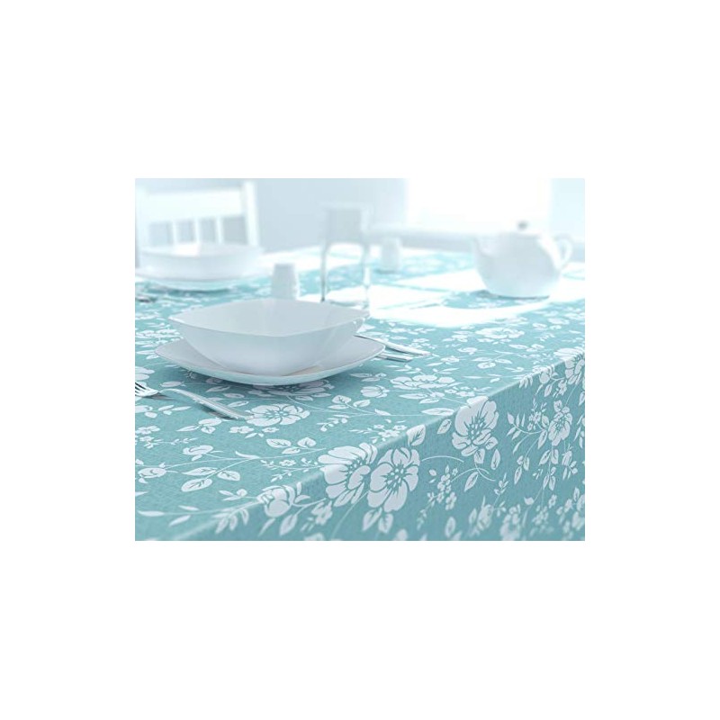Dehaus® Wipe Clean Table Cloth - Duck Egg Floral Bloom