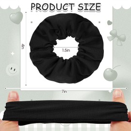 Tigeen 24 Pcs Scrunchies Bulk Cotton Scrunchies Solid Color Hair Ties Hair Elastic Ponytail Holder for Women Girls Kids Hair Accessories (Black)