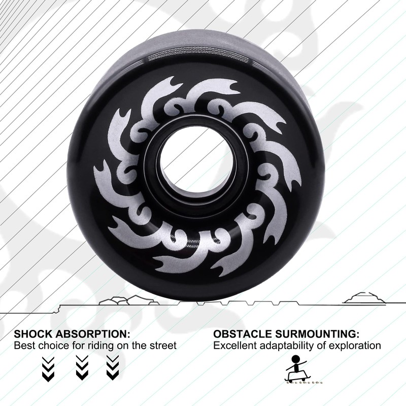 BRAVORD Longboard Wheels 70mm 82A PU, NJ-70, Professional Skateboard Wheels–
