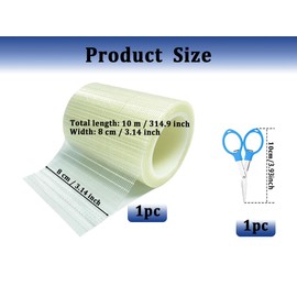 Anlising RV Awning Repair Tape, 8 cm x 10 m Boat Covers Repair Tape, Sending Folding Scissors, Transparent Fibreglass Tape, One Side Strong Strapping Tape, for Sails, Boat Cover, Motorhome Cover