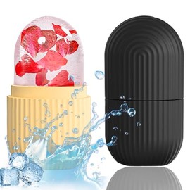2PCS Rodillo de Hielo para la Cara, Molde de Hielo para Cara Rodillo para Ojos Silicona Reutilizable para Masaje Facial de Ilumina la Piel para Bellez