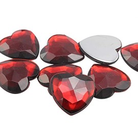 KraftGenius Allstarco 8mm Flat Back Heart Acrylic Rhinestones Tiny Face Gems Body Jewels Card Making Embelishments - 100 Pieces (Red Ruby JG16)