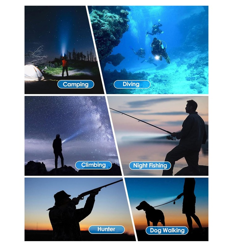 Scuba Diving Flashlight 1000LM IPX8 Waterproof Dive Light Underwater 328ft