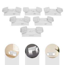 Florchest 6PCS LED Emergency Lights,Adjustable Dual Head Emergency Lights Exit Light Wall Mount Emergency Lighting Waterproof Fixture,LED Emergency Light for Office, Business,Restaurants