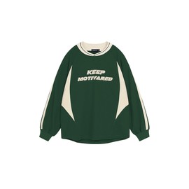 Vamtac Patchwork Crewneck Sweatshirts for Men Oversized Vintage Graphic Pullover Casual Long Sleeve Top Unisex Streetwear Green