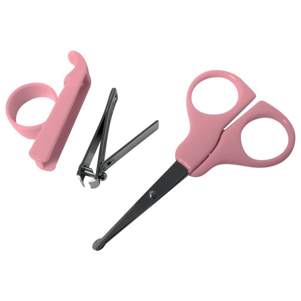 Evelots Baby Manicure Nail Clipper and Scissor Set - Safe for Babies, Pink