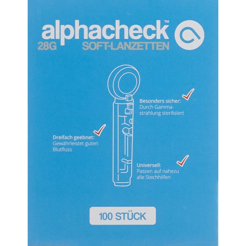 ALPHACHECK Soft Lancets 28 G Pack of 100