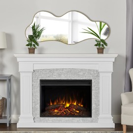POZINO Irregular Wall Mirror, Asymmetrical Mirror, Cloud Shaped Mirror, Modern Mirror for Wall Decor, Gold Mirrors for Bathroom Living Room Bedroom Entryway, 39.3"x16"