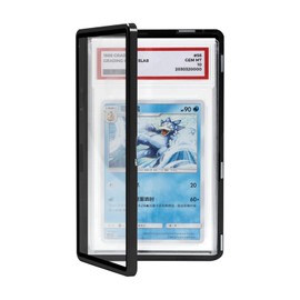 Magenetic Graded Card Slab Protector - Premium Aluminum Graded Card Showcase for PSA Standard Slab, UV-Resistant Tempered Glass, Personalization, Black