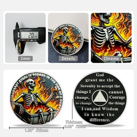 Skeleton in Flame Sobriety Coin Gifts | Dumpster Fire of Sobriety AA Coin Anniversary- NA AA Chip Medallion with Inspirational Message | Alcoholics Anonymous Gifts for Men Women in Recovery