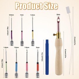 10pcs Punch Needle Kit, Adjustable Punch Embroidery Kit with 7 Sizes Lavor Needle Heads Sewing Art Needle Tool for Adult Beginners Flossing Cross Stitch DIY Craft