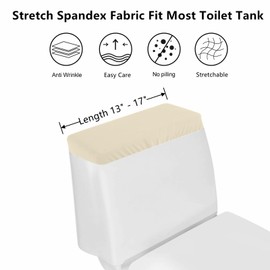 AZHCHKE Toilet Tank Lid Cover, Bathroom Stretch Washable Spandex Toilet Tank Protector Cover with Elastic Bottom, Beige