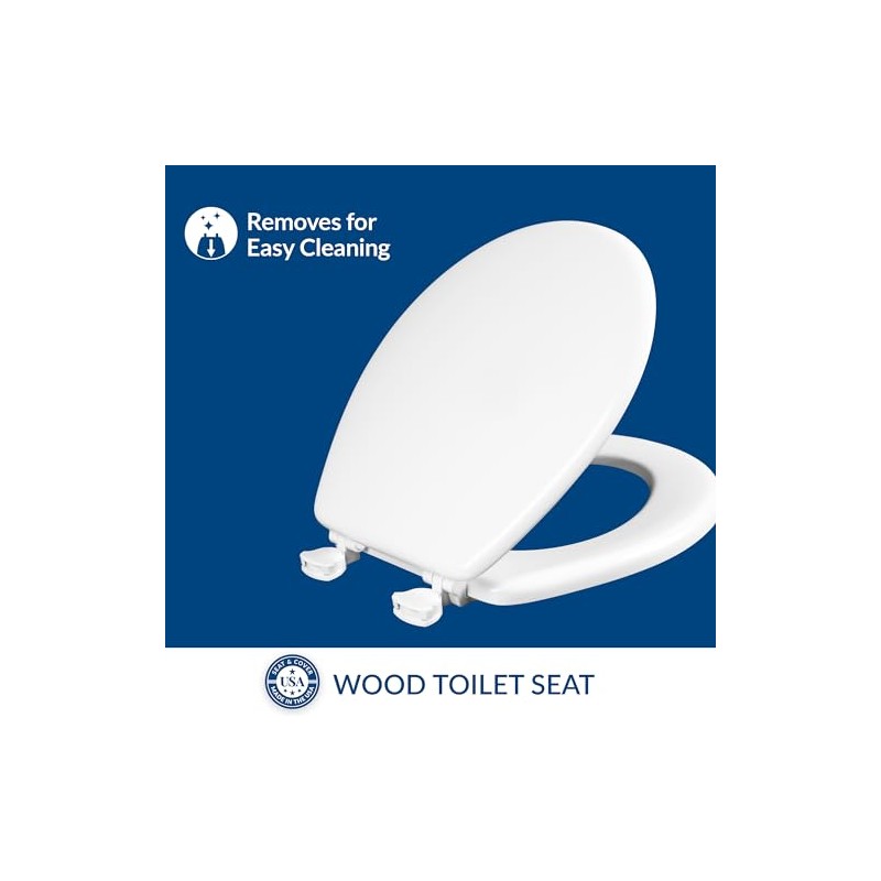 Mayfair Athens Toilet Seat, Easy Clean Hinges and Durable Wood