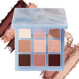 FV Eyeshadow Palette, 9 Colors Pink Eye Shadow Palette for Women, Highly Pigmented Long Lasting and Waterproof Eyeshadow, Natural Shimmer Matte Eyeshadow Make-up Palettes (BLUSHED NUDES)