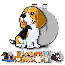 ClubSmith® Animal Golf Ball Marker with Magnetic Hat Clip, Funny Cute Cat & Dog, Premium Alignment Putting Mark, Golf Accessories & Gifts for Men and Women (Friendly Beagle)
