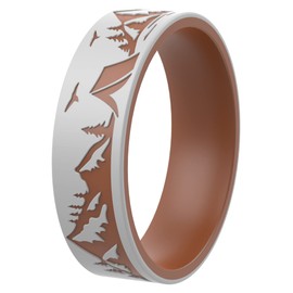 ThunderFit Silicone Wedding Ring Unisex, Laser Printed Design 6mm Wide 2mm Thick
