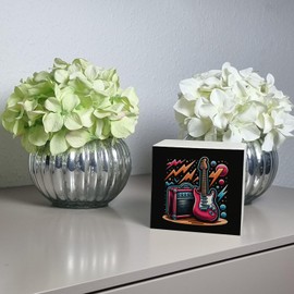 Electric Guitar Money Box Wooden Red Electric Guitar Piggy Bank with Amplifier Design Perfect for Musical Instrument Saver Electric Sound Amplification Enthusiastic