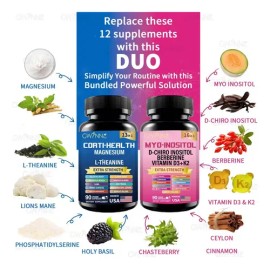 Gwynne Suplemento De Cortisol 90 Cápsulas + Suplemento De Myo-inositol Y D 90 Cápsulas,con Glicinato De Magnesio,vitamina B12 Y K2
