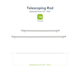 DAINTIER 1 Inch Diameter Double Curtain Rod 72-144 inch