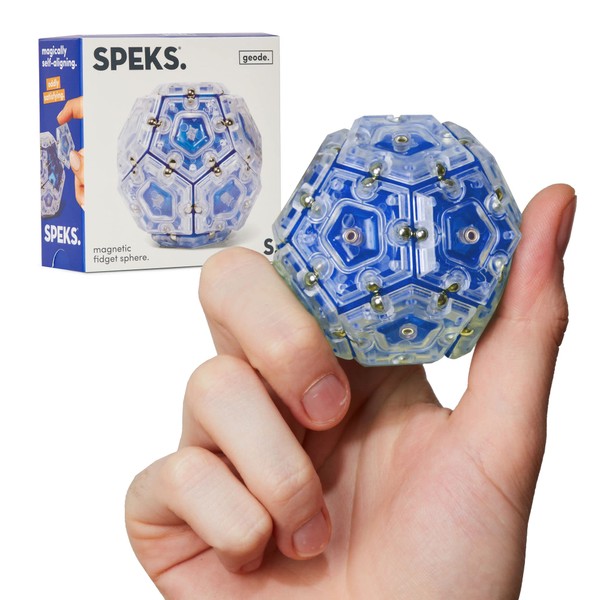 Speks Geode Magnetic Fidget Sphere - Pentagons 12-Piece Set - Cobalt - Fun Desk Toy for Adults
