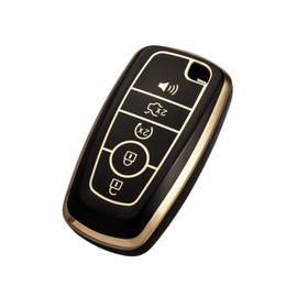 OFFCURVE Key Fob Cover for Ford, Premium TPU Key Case Full Protector Compatible with Ford Fusion Explorer Escape F150 F250 F350 F450 F550 Expedition 5 Buttons Smart Key, Black