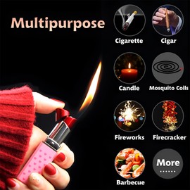 Cute Lipstick Lighter, 2 Pack Soft Flame Refillable Butane Lighter with Flame Adjustment Tool, Unique Torch Lighter Cool Lighters for Women,Girls, Birthday, Anniversary(Without Butane)-White