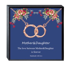 Mom & Daughter Matching Heart Necklace - Circle Infinity Necklace for Mother's Day & Birthday Gifts