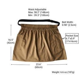 Generic Harvest Apron for Garden Vegetable Max Waist 58.2"" Belt Length Adjustable with 2 Pockets on both sides Canvas Harvest Apron for Gardeners Pick Fruit Flower(LA028), Camel