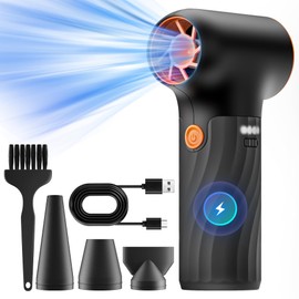 AUDEETO Mini Electric Air Duster,320000RPM Powerful Blower Turbo with High Speed Fan,3 Adjustable Rechargeable Cordless Jet Fan Air Blower, Compressed Air Duster for Computer Workbench Car (Black)