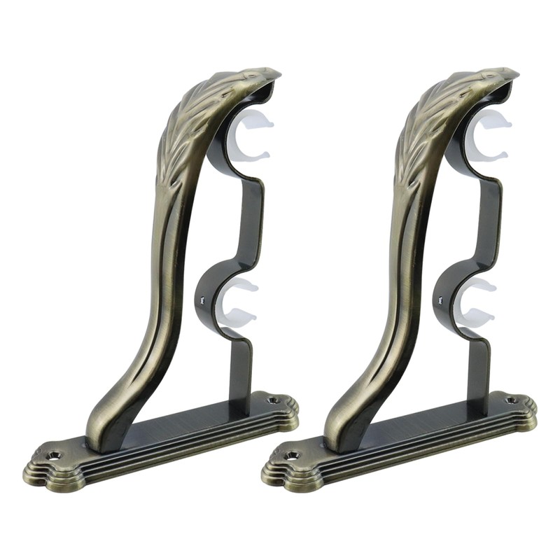 Tsnamay 2Pcs Double Curtain Rod Brackets Holders,1 Inch Retro Wall