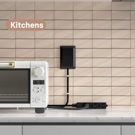 Flat Plug Power Strip Wall Outlet, 3 AC Outlets, Ultra Thin Extension Cord, Multi Socket Extender for Home Office, Dorm Room Essentials for Girls and Boys (Black 3ft)