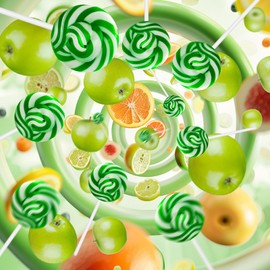 32 Pack Twist & Swirl Lollipops Suckers Individually Wrapped Bulk, St. Patrick's Day Candy Suckers, Green & White Swirl Lollipops Candy, Green Apple Flavor