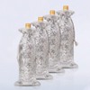 PartyDelight Silver Sequin Wine Gift Bag 4 Pack, Sparkly Beautiful