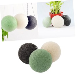 OATIPHO 3Pcs Natural Facial Sponges for Cleansing and Exfoliating Sensitive Skin Black Green Purple Face Washing for Gentle Facial Care