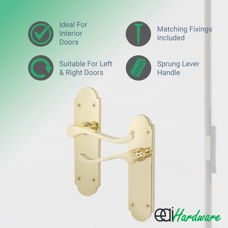 EAI Polished Brass Door Handles - Victorian Scroll Shaped |