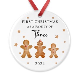 First Christmas as a Family of Three Bauble, Family Of 3 Xmas Ornament, New Baby Gift, New Parents Gift, Baby's First Christmas Keepsake, Tree Decoration