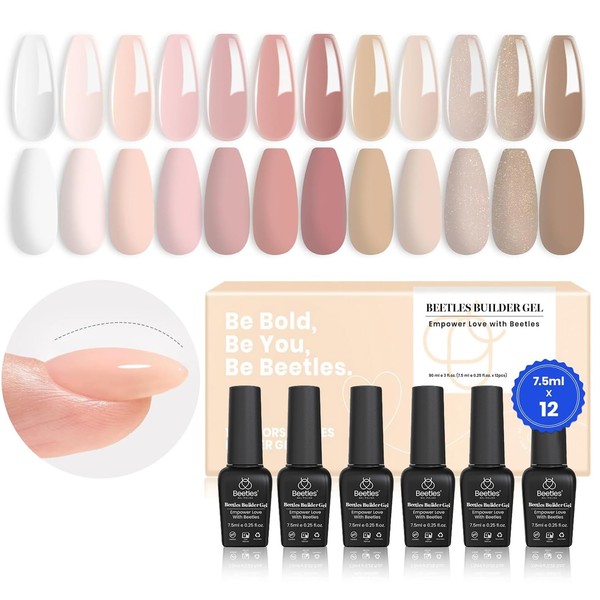 Beetles Builder Gel 12 Pcs, 8-in-1 Pink Pastel Nude Gel
