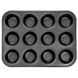 DIVCHI 12 Cups Muffin Tray - Nonstick BPA Free & Dishwasher Safe Cupcake Pan Black