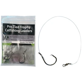 Heavyweight Catfish Hooks - Offset Octopus Circle Hooks - Pre-Tied Leaders, 5 Pack (10/0)