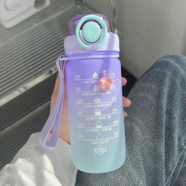 ZZT 20 oz Water Bottles with Time Marker to Drink and Straw, Motivational Words Water Bottle, Leakproof,Sports Water Bottle for Gym and Outdoor Activity (Green)