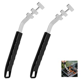 2 Stück Grillrostheber, Grillrostheber Edelstahl, Hitzebeständiger Anti-Verbrühung Grillrost Heber, Edelstahl Kopf Grillrost-Heber, mit PP-Griff, Universal Grillwerkzeug Zubehör für Camping
