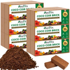 ZeeDix 12 Pcs Premium Coco Coir Brick- Natural Compressed Coconut Coir Bricks Coco Coir Fiber Potting Soil with Low EC and pH Balance, 100% Organic Coconut Coir for Plants Gardening Herbs Reptiles