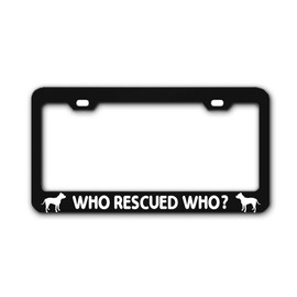 General Tag WHO Rescued WHO? Black Auto Exterior Accessory License Plate Frame