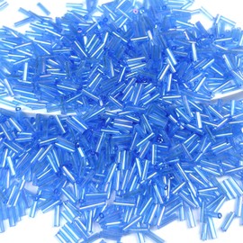 Chuxin 2100pcs/105g Glass Bugle Beads, Blue Tube Seed Beads for Jewelry Making, Mini Loose Glass Mixed Spacer Beads for Craft DIY Bracelet Necklaces