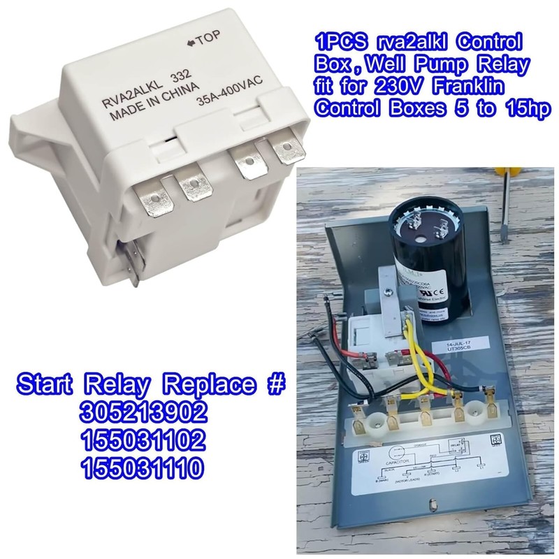 rva2alkl Control Box Well Pump Relay - 230V Replacement for