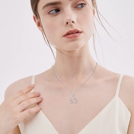 Hummingbird Necklace 925 Sterling Silver Lotus Mother Daughter Chain Heart Pendant Lotus Flower Bird Chain Animal Hummingbird Family Jewelry for Mom Girls Women