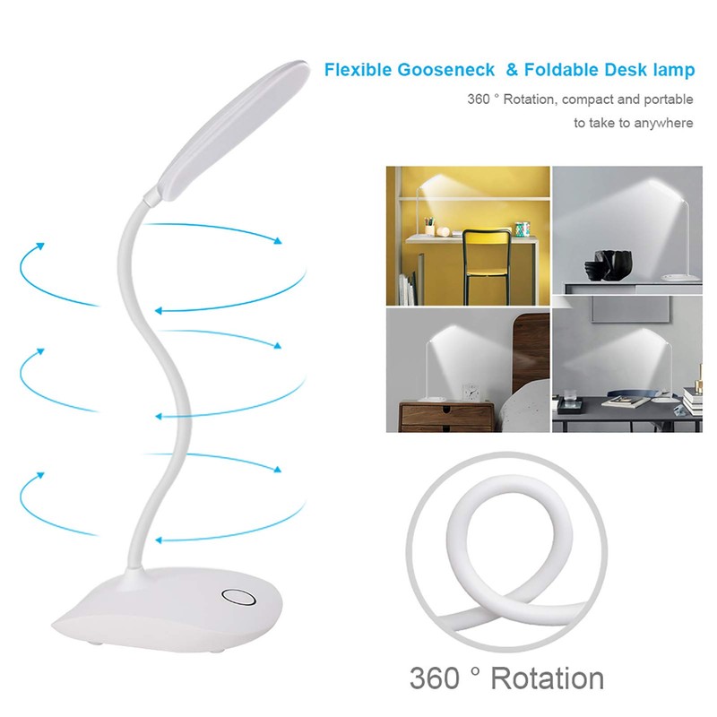 DEEPLITE LED Desk Lamp with Flexible Gooseneck 3 Level Brightness,