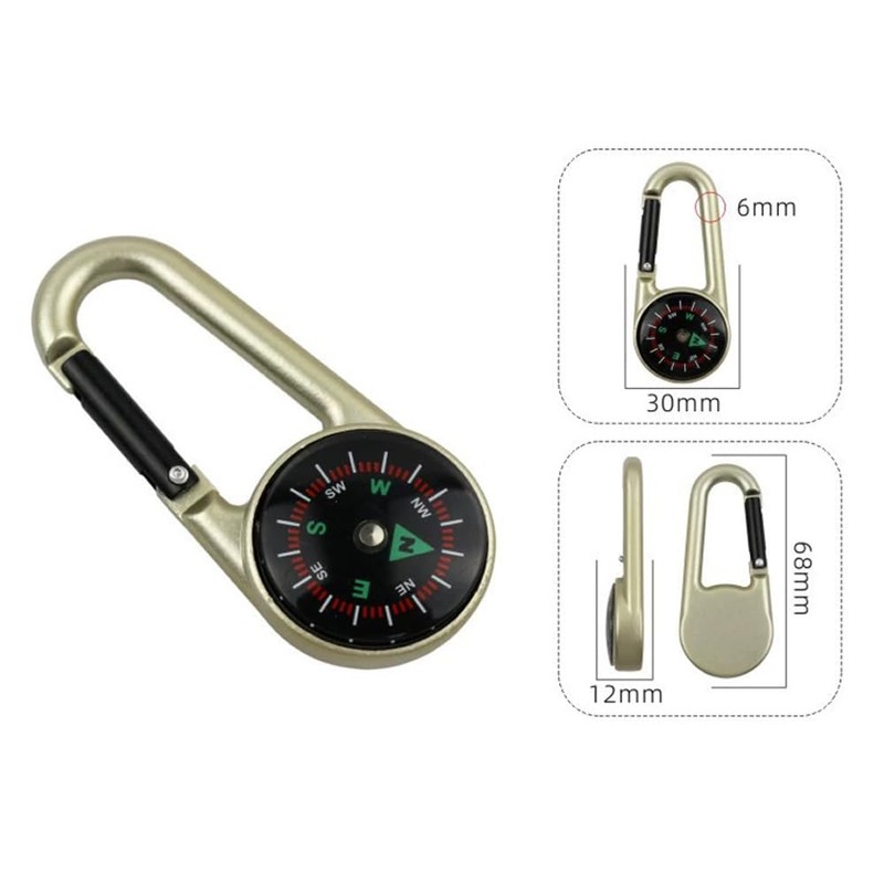 Carabiner with Thermometer, Compass, Portable, Great for Traveling and Climbing,