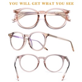 DUCO Blue Light Glasses for Men Women Blue Ray Blocking Glasses Computer Gaming Glasses Teens Retro Round Eyeglasses Frame Brown 5217